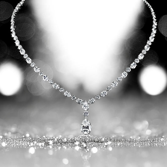 35 Carats Lab Grown Diamond Water Drop Necklace, 950 Platinum, E, VS1