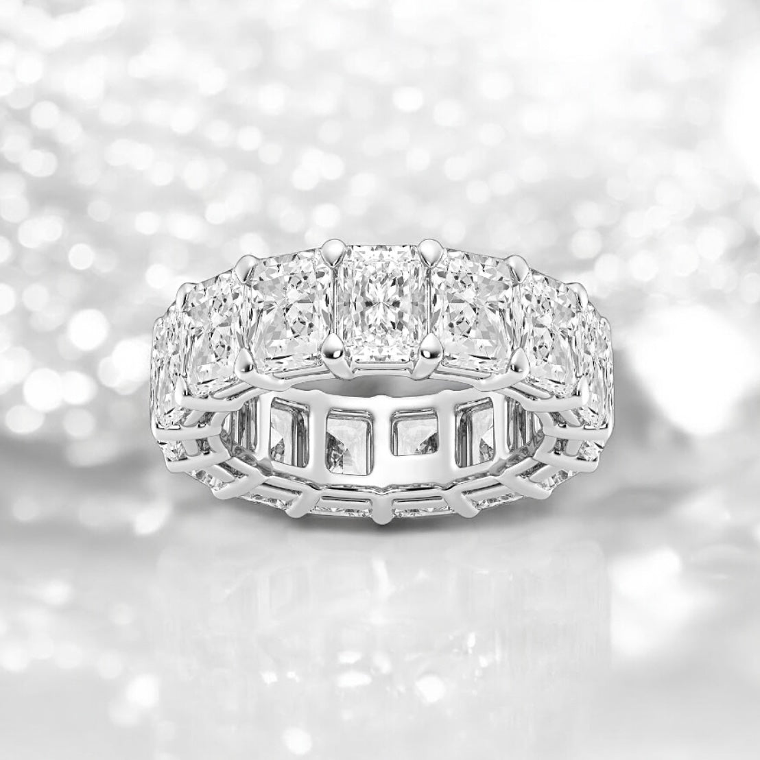 10 Carats Radiant Lab Grown Diamond Eternity Band, 950 Platinum