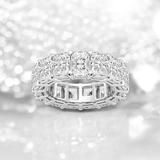10 Carats Radiant Lab Grown Diamond Eternity Band, 950 Platinum