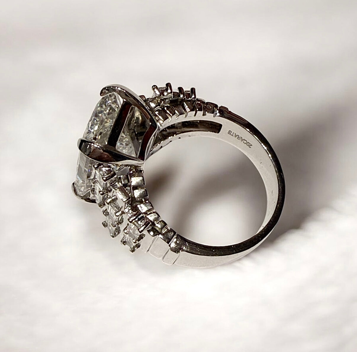10.85 Carats Art Deco Radiant Lab Grown Diamond Ring, 950 Platinum