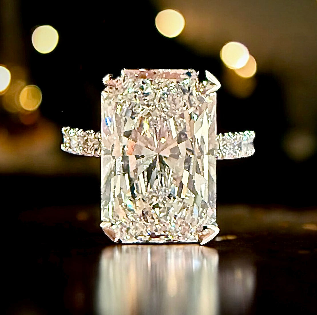 6.8 Carats Radiant Cut Diamond Ring, 950 Platinum