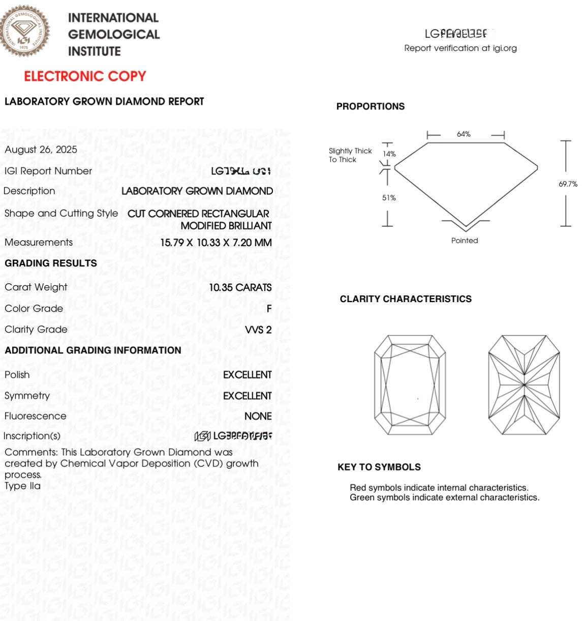 10.85 Carats Art Deco Radiant Lab Grown Diamond Ring, 950 Platinum