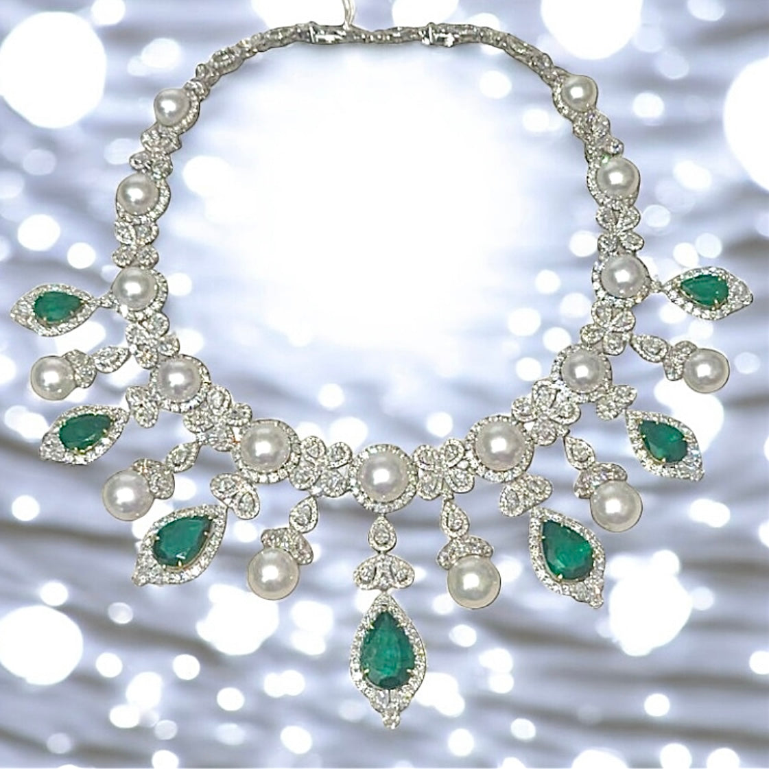 Emerald, Pearl and Diamond Necklace