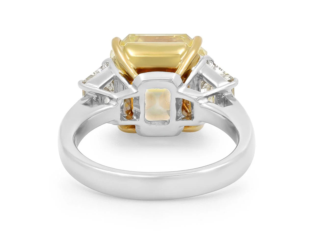 1 _  8.17 Carats Asscher-Cut Fancy Intense Yellow Earth-mined Diamond Ring, in 950 Platinum