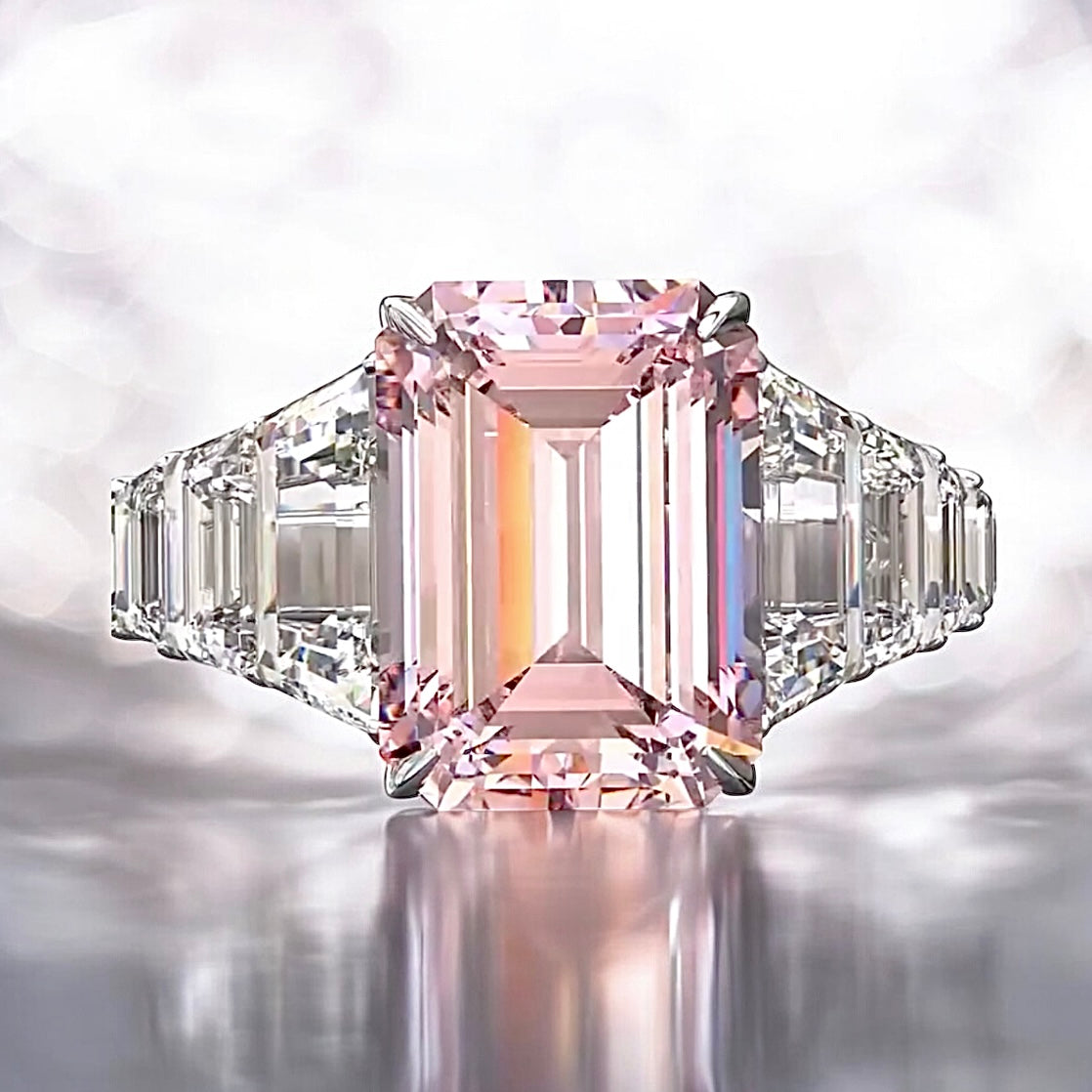 1 _ 15 carats Fancy Pink Emerald Diamond Ring in Platinum (High Jewelry)
