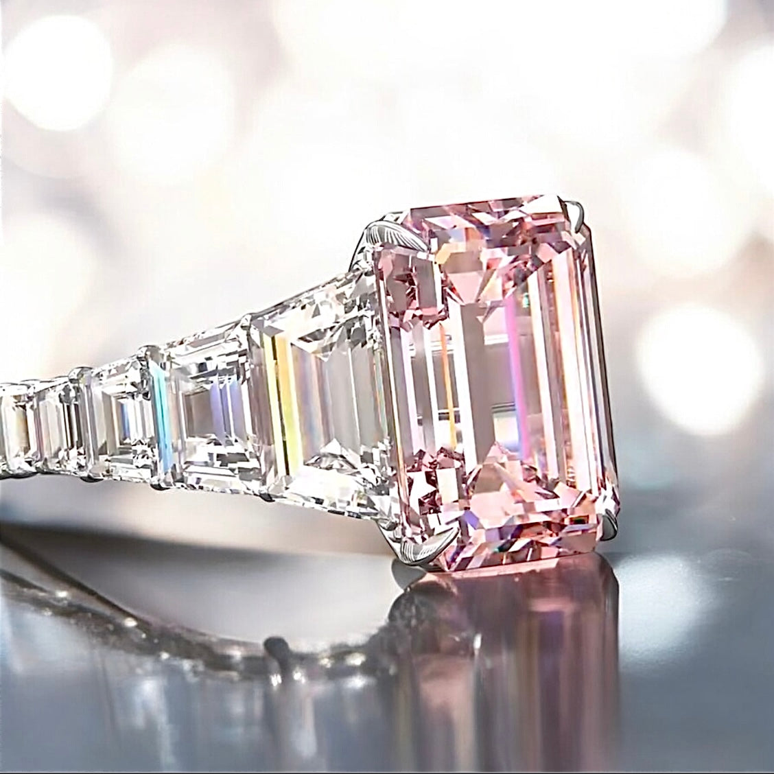 1 _ 15 carats Fancy Pink Emerald Diamond Ring in Platinum (High Jewelry)